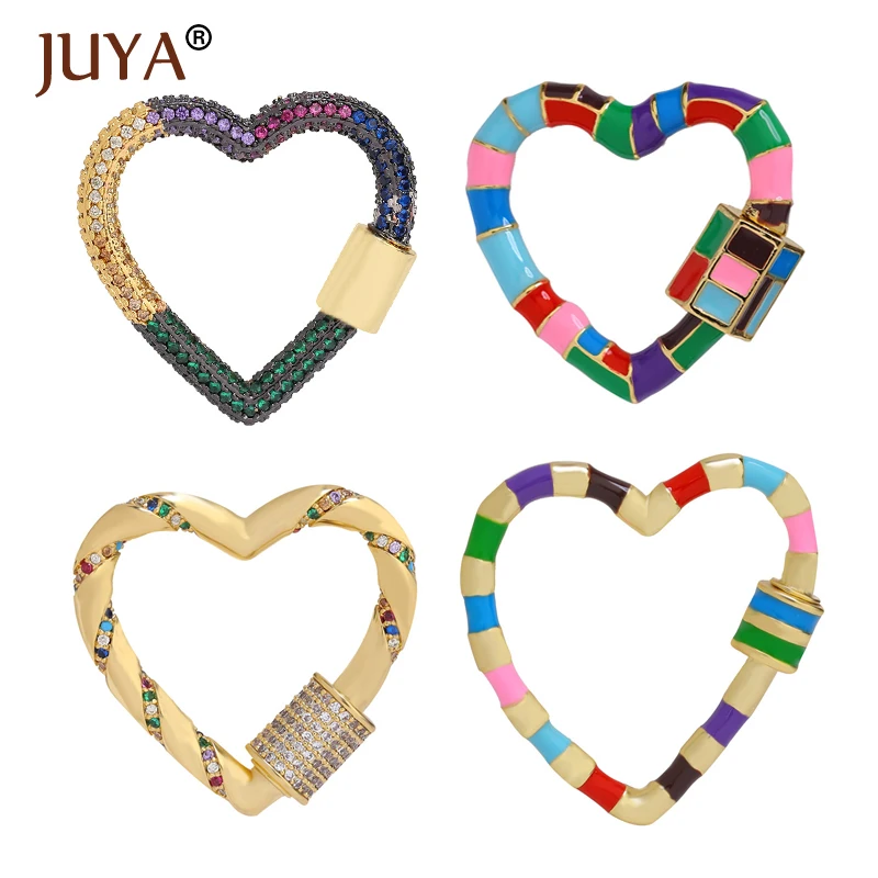 

JUYA Jewelry Making Cute Heart Clasp CZ Lock Hook Spiral Clasps for DIY Luxury Women Necklace Bracelet Hand Made Accessories