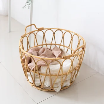 Rattan Laundry basket  Simple style hand-woven rattan storage basket for toys 2