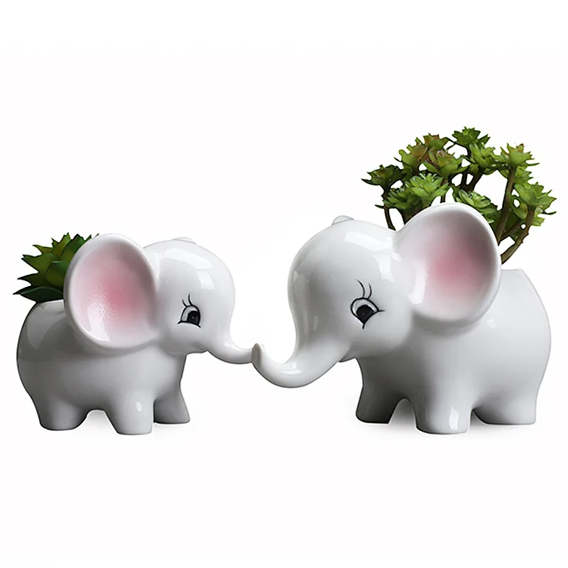 Elephant Ceramic Flowerpot Home Garden mini succulent cactus Planter Pots Succulent Plant Flower Pot Desktop decoration gift | Дом и сад