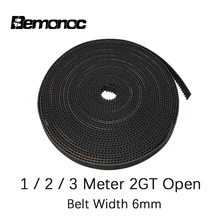 Bemonoc 2GT Open Synchronous Timing Belt GT2 Width 6mm Rubber Belt for Small Backlash Linear Motion 3D Printer 1/2/3Meter Choose