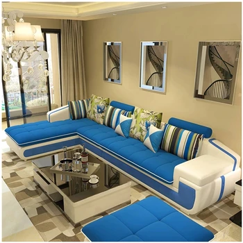 

L shape Modern Living Room Nordic Style single fabric sectional Sofas & Christmas pillow