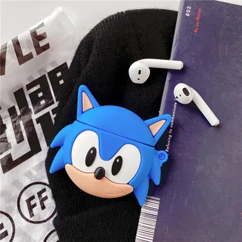 

For AirPods 2 Case Cute Cartoon Silicone Anime sonic Earphone Cover for Apple Air Pods pro Case Accessories with Keychain Cover