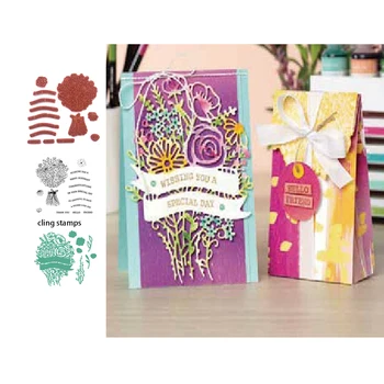 

JC Metal Cutting Dies and Clear Stamps Holding Flowers Letters Scrapbooking Craft Stencil Card Make Sheet Mould Die Cut Model