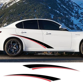 

2pcs Car Side Stripe Sticker Vinyl Wrap Auto Racing Sports Decoration Decals Car Stylish Styling Sticker Car Tuning Accessories
