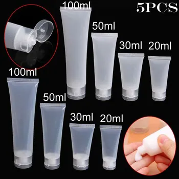 

5PCS x 15ml-100ml Lotion Bottle Empty Squeeze Refillable Matte Smooth Cosmetic Body Hand Shampoo Plastic Container Flip Cap