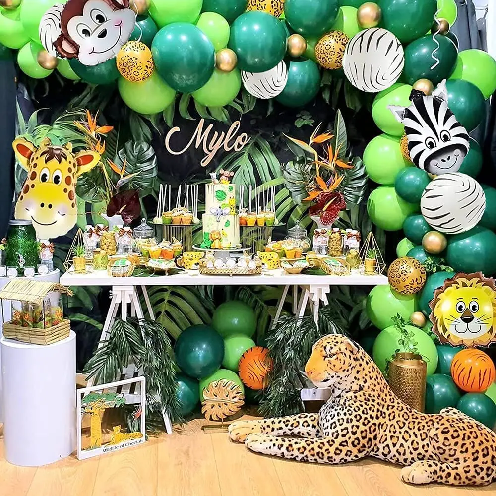 Décoration d'anniversaire 2 ans - Décoration d'anniversaire - 2 ans -  Safari avec ballon vert - Décoration d'anniversaire pour garçon et fille -  2 ans - Jungle - Baby Shower : : Loisirs créatifs
