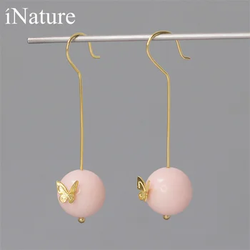 

INATURE 925 Sterling Silver Fashion Blue Pink Butterfly Drop Earrings Fashion Jewelry Accessories