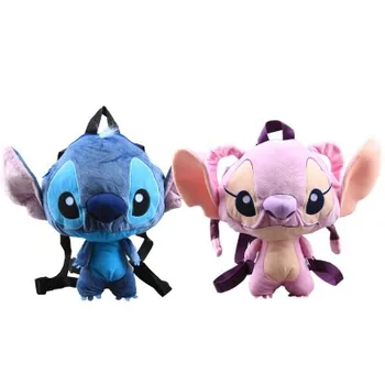 

LISM Stitch Angel Plush Backpack Plush Bags Cartoon Stuffed Fluffy School Backpacks Gifts Unisex New