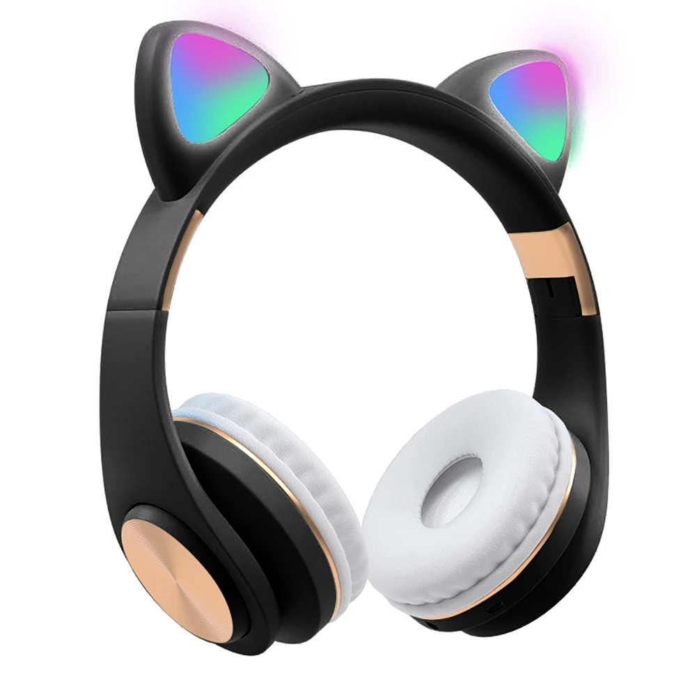 LED Cat Ear Headphones Bluetooth 5 0 Noise Cancel Adults Kids Girl Flashing Glowing Light Headset Gaming Earphones Creative Gift