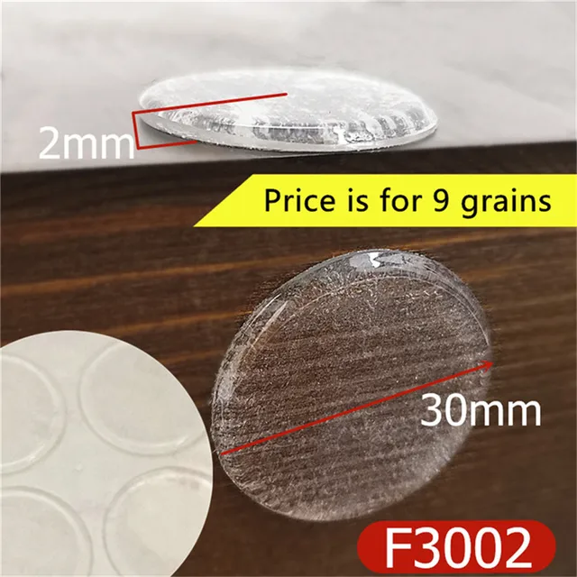 Cabinet Door Bumper Of Various Size Of Silicone Material For Kitchen Cabinet Self-adhesive Damper Pad For Door Stopper F3002 x 9 grains