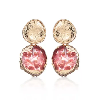 

Creative Imitation Rock Inlaid with Colored Shells Stud Earrings for Women Irregular Circle Earrings Elegant Wedding Jewelry