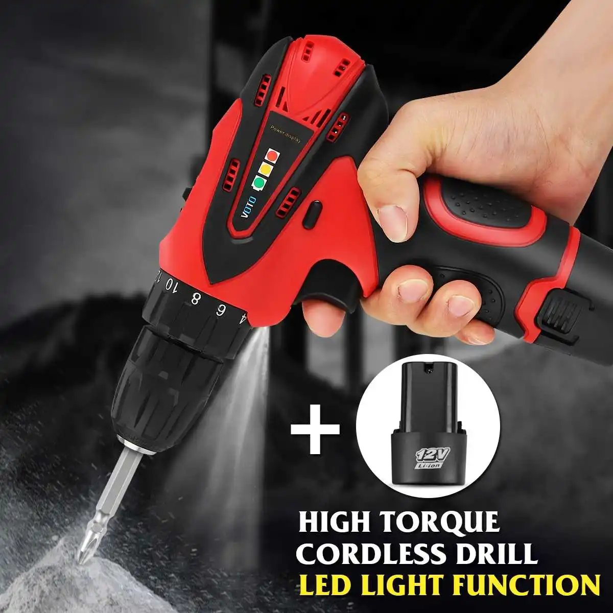 

2 Battery 12V Electric Screwdriver Screw Driver Tools Kit Two Speed Adjustable Drills Screwdriver