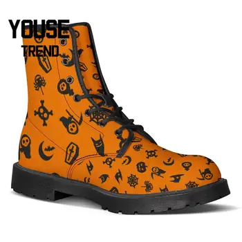 

Printing Boots Women's Autumn Ankle Boots Fashion Personalized Pattern Printing Halloween Pattern Big Size Women Boots