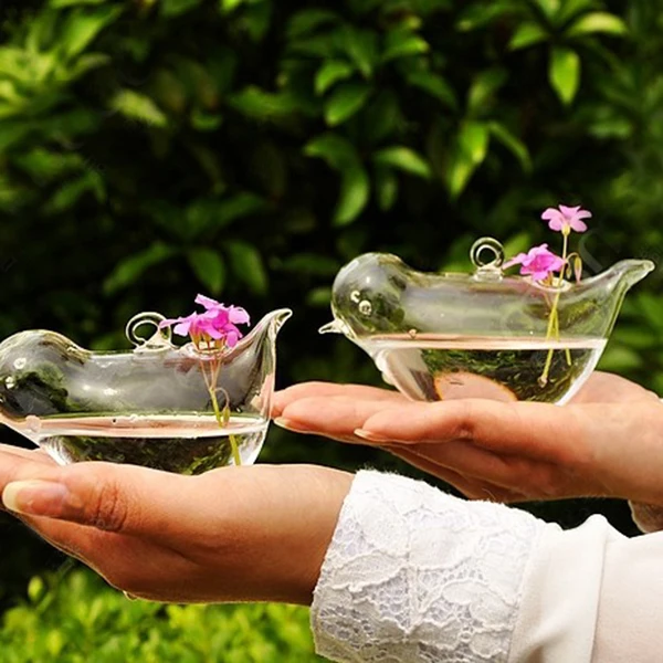 

Clear Bird Glass Vase Bottle Hydroponic Container Planter Wedding Garden Decor