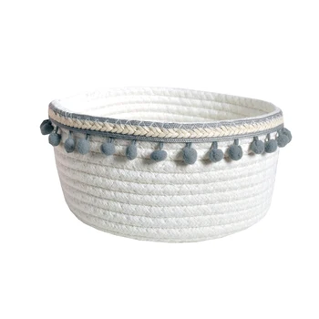 

Round Cotton Rope Storage Basket Dirty Clothes Basket Cosmetics Kids Toy Desk Organizer Hamper Home Accessories