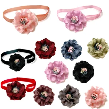 

60 PCS Dog Flower-Collar Spring Pet Products Slidable Large Dog Bowties Collar Accessories Small Dog Cat Puppy Collar Charms