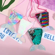 Дети хвост русалки Монета Сумка блесток кошелек сумки девушка сумка через плечо ключи держатель для карт мини кошелек на молнии