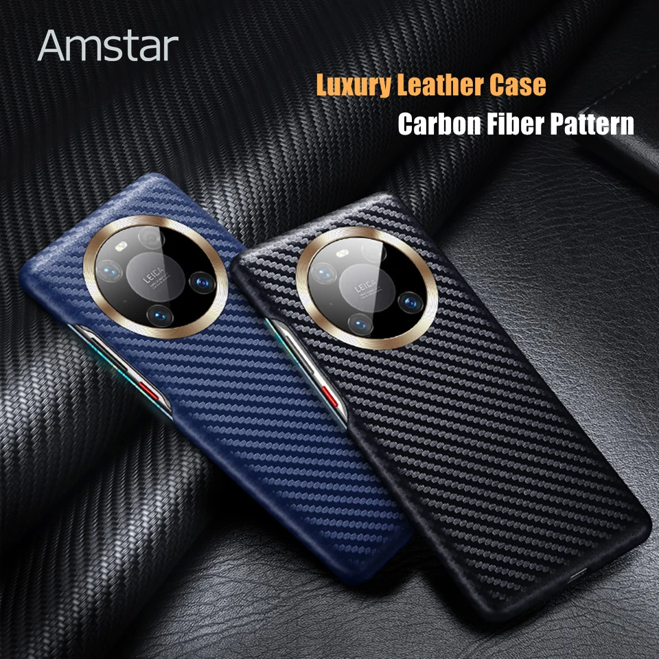 Amstar Luxury Leather Carbon Fiber Pattern Phone Case for Huawei Mate 30 40 Pro Plus P40 Pro Plus Handmade Leather Case Cover best case for iphone 12 pro