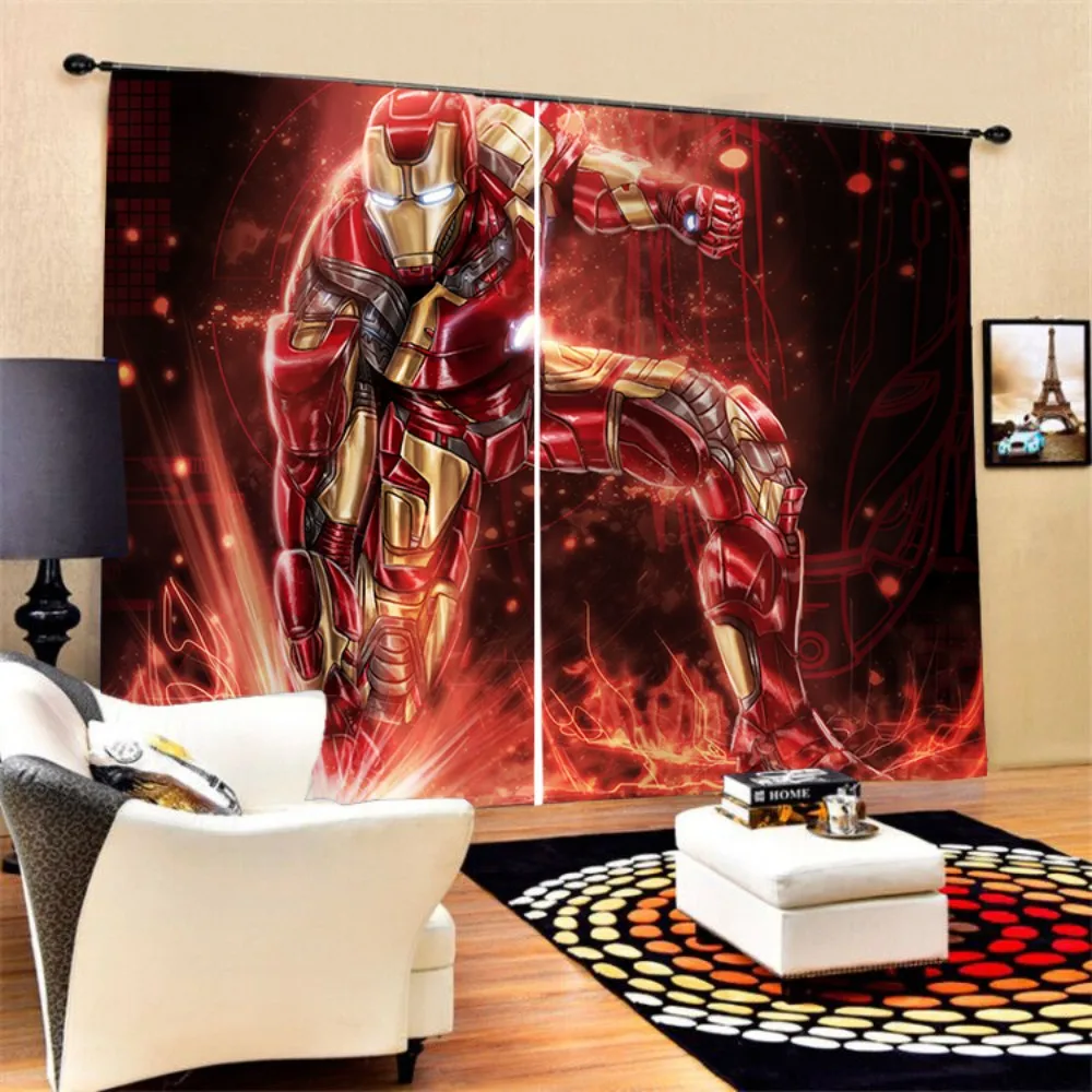 Us 46 07 50 Off Comic Film Window Panels Curtain Hero Iron Man Use Superpower Polyester Black Out Curtain Living Room Bedroom Decor Draperies On