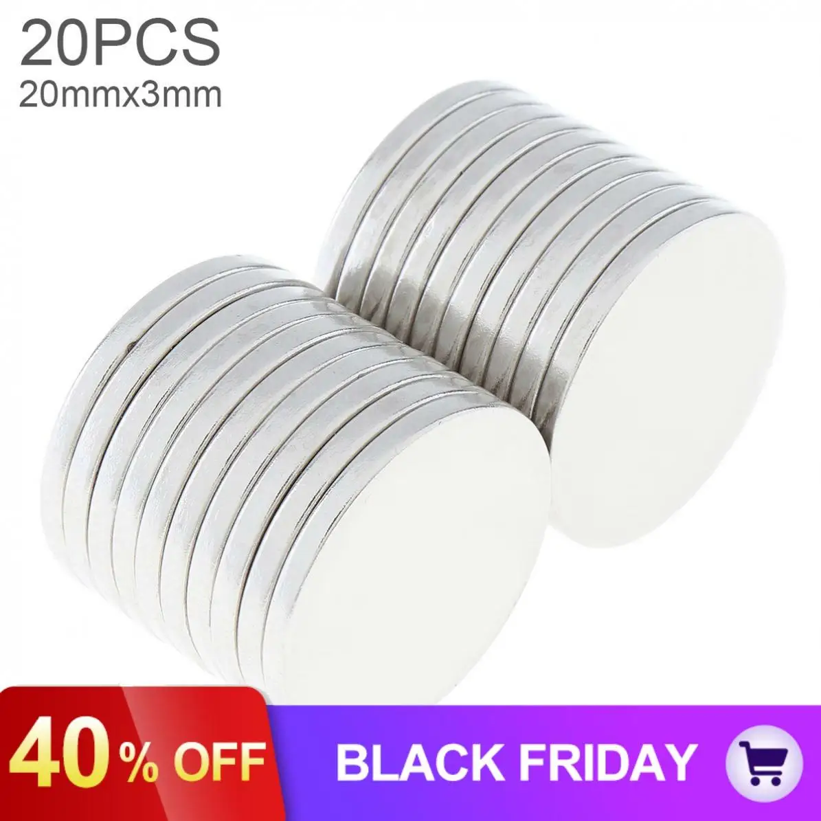 20pcs 20 x 3mm Mini Strong Magnetite Earth Neodymium Magnets with Round Disc Type Permanent Magnet for Home/Office/Laboratory
