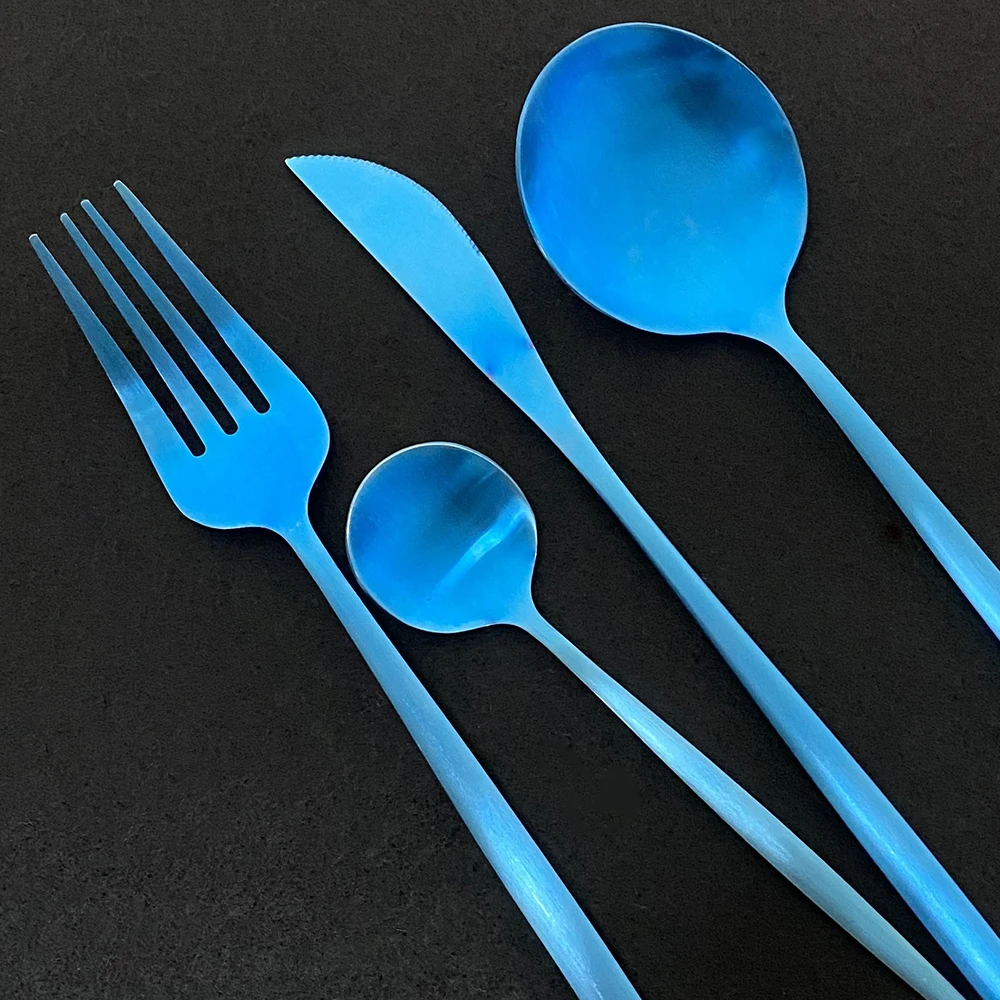 Набор столовых приборов из нержавеющей стали комплект 24 черного и золотого цвета