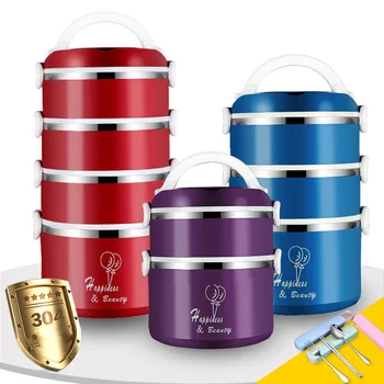 

Stainless Steel Insulation Lunch Box Leak-proof Office Lunch Box Adult Student Lunch Box 1-4 Layer Sealed Insulation Barrel