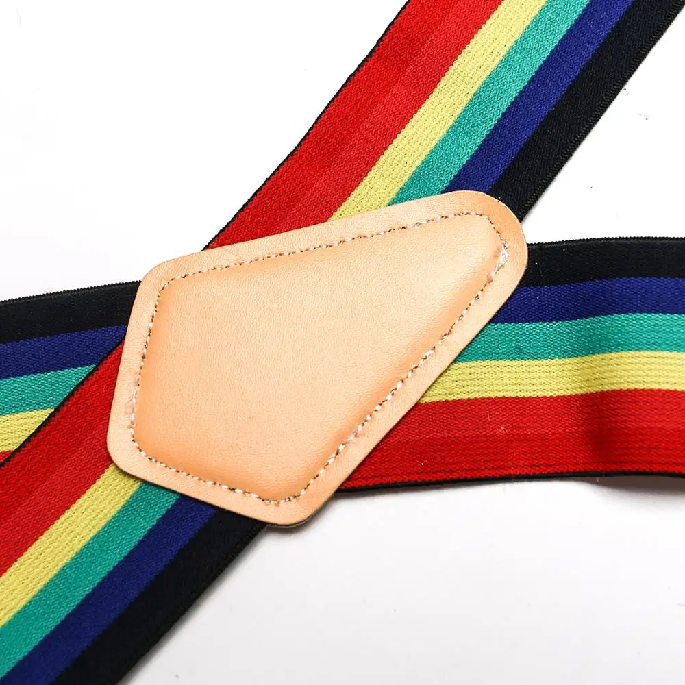 Rainbow Unisex Adult Men WORK Suspenders Trousers Adjustable 4 Clip Braces Male Casual Suspensorio Trousers Strap Husband's Gift