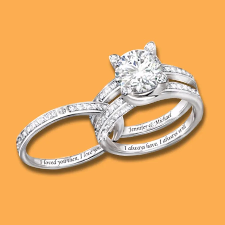 

Creative Personality Ring High Quality Inlaid White Zirconium Crystal Wedding Ring Prevent Allergy Jewelry Valentine's Present