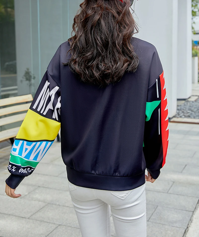 Harajuku мультфильм печати свободный пуловер Женская толстовка; Осень Повседневный длинный рукав мягкие свободные модные женские топы SL027