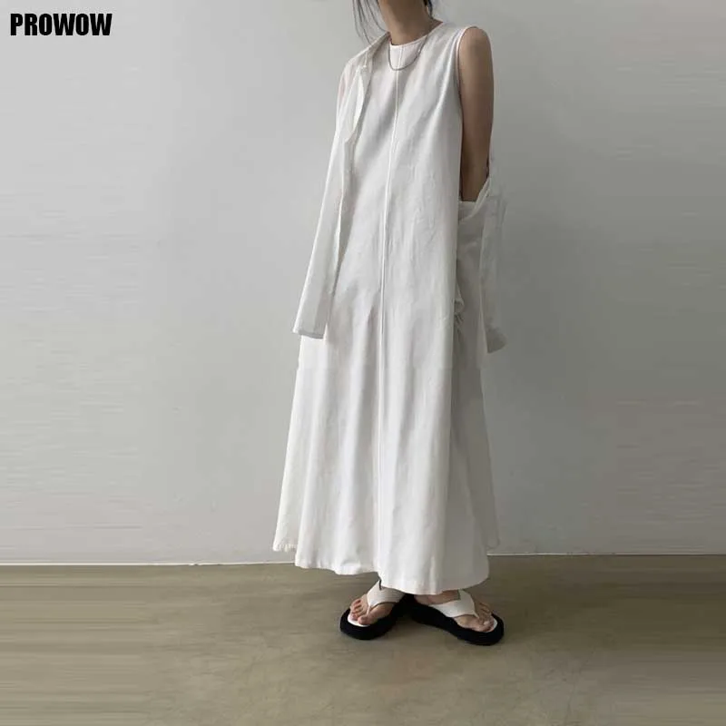 Vintage Cotton Linen Sleeveless Long Dress 2020 New Summer For Women Fashion Plus Size Casual Dress Ladies Beach Dress Vestidos