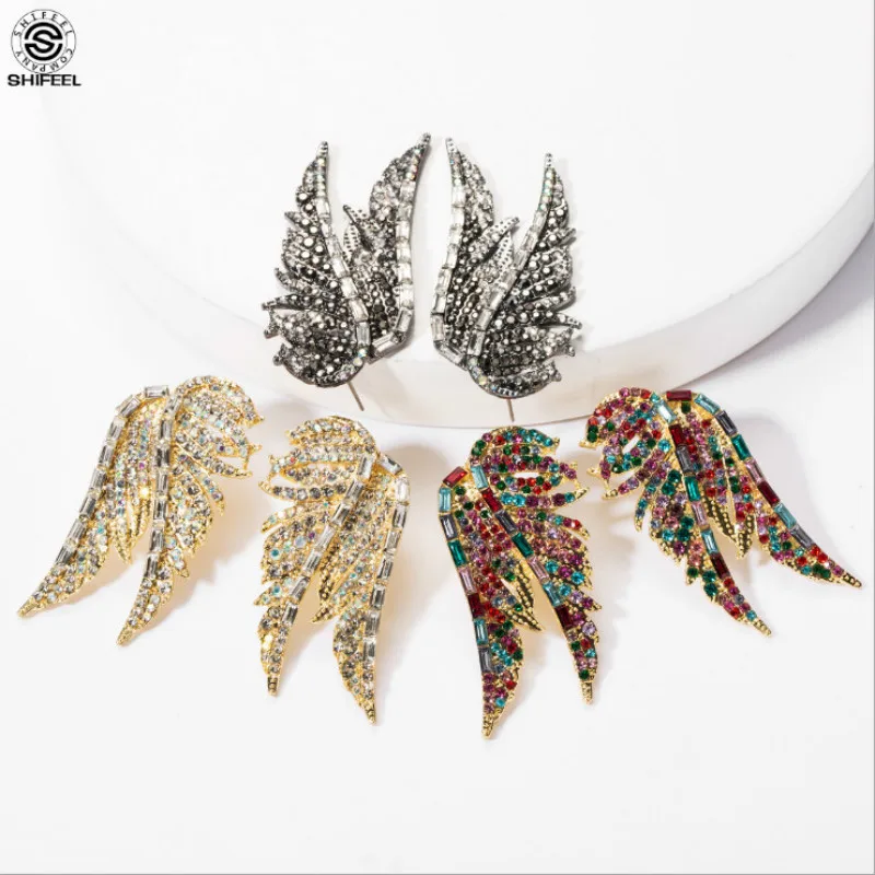 SHIFEEL 2019 New Arrival Occident Fashion Creative Rhinestone Flying bird wings Big Earrings Bohemia hyperbole Women jewelry | Украшения и