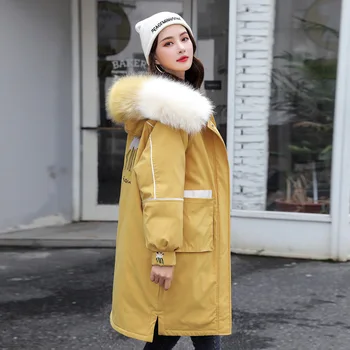 

Korean Vintage Women Clothes 2020 Fur Collar Parka Down Cotton Autumn Winter Coat Female Jacket Long Tops Manteau Femme ZT4576