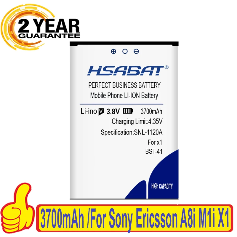 BST-41 аккумулятор HSABAT 3700 мАч для Sony Ericsson A8i M1i X1 X2 X2i X10 X10i PLAY R800 R800i Play Z1i | Мобильные