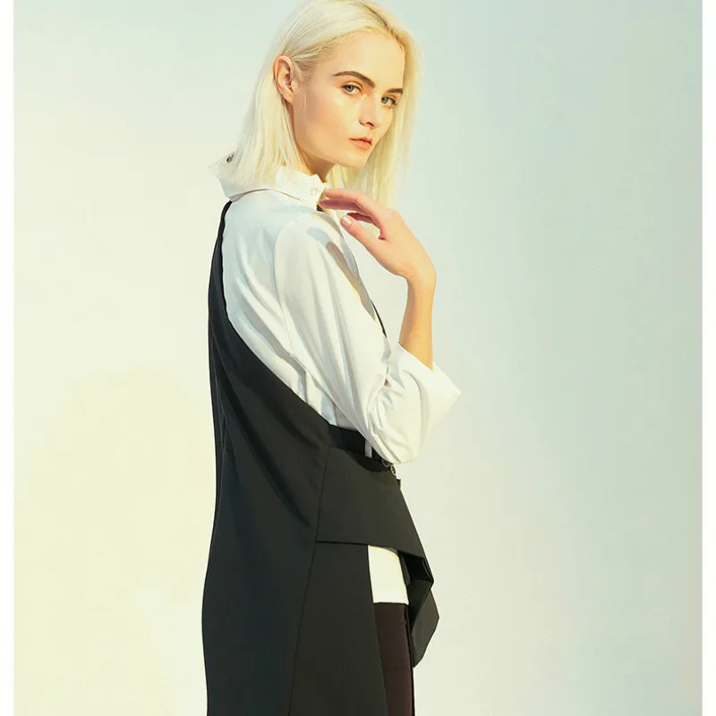 New Retro Modern Fashion Slim Personality Asymmetric Stitching Color Matching Small Suit Temperament British Coat Female