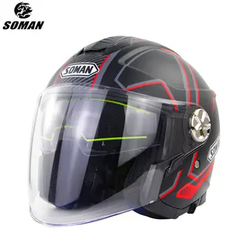 

SOMAN Motorcycle Scooter Helmet for Men Women ECE Approved Flip Up Visor Capacete City Casco Moto Open Face Helmet Motorcycles