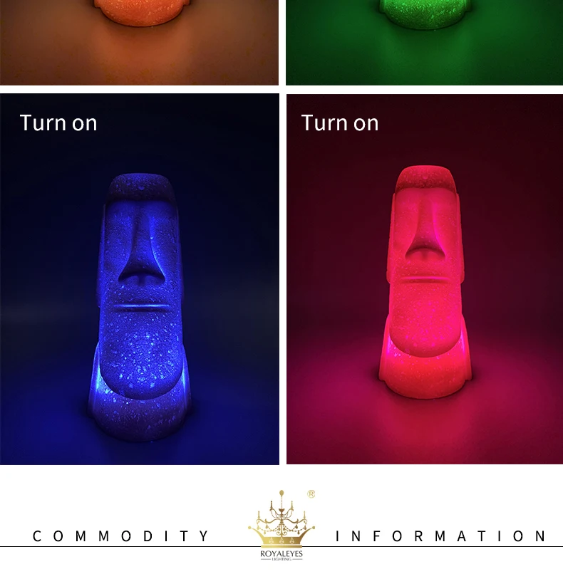 New RGB Night Lights Easter Island Moai LED Night Lamps Living Room Bedroom Lighting Holiday Gifts Children Kids 2021 Hot Avatar mushroom night light