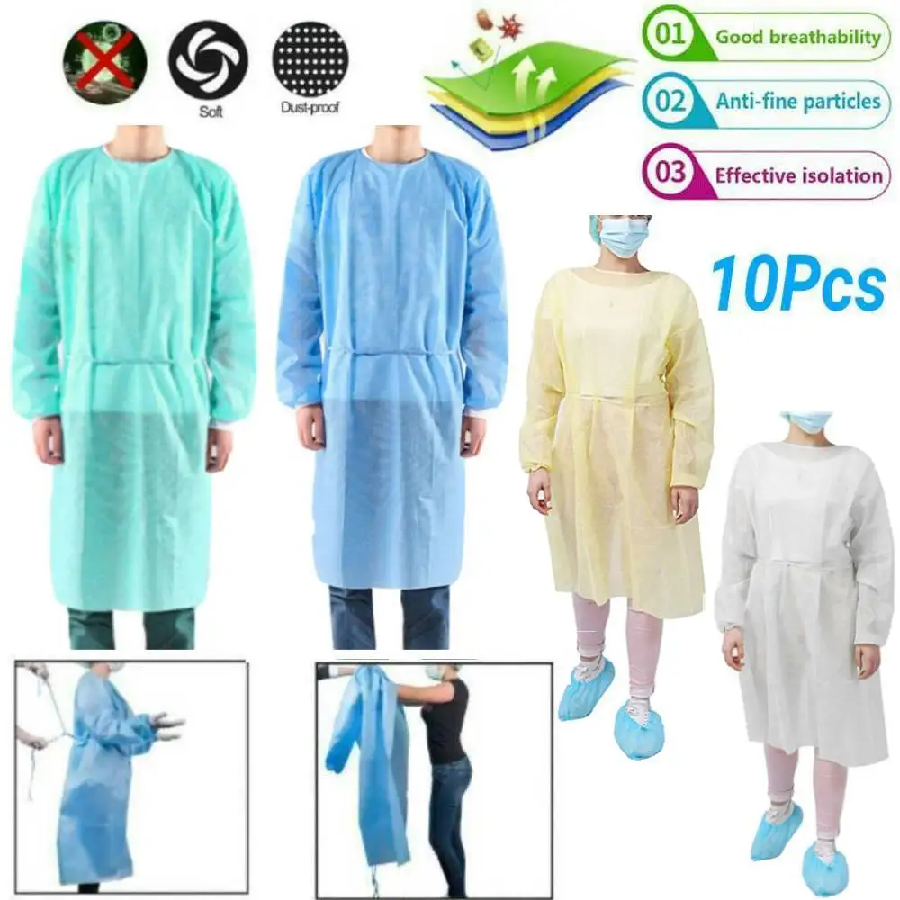 

10pcs/lot Non-woven Security Protection Suit Disposable Isolation Gown Suit Siamese Non-woven Dust-proof Clothing Labor Safely