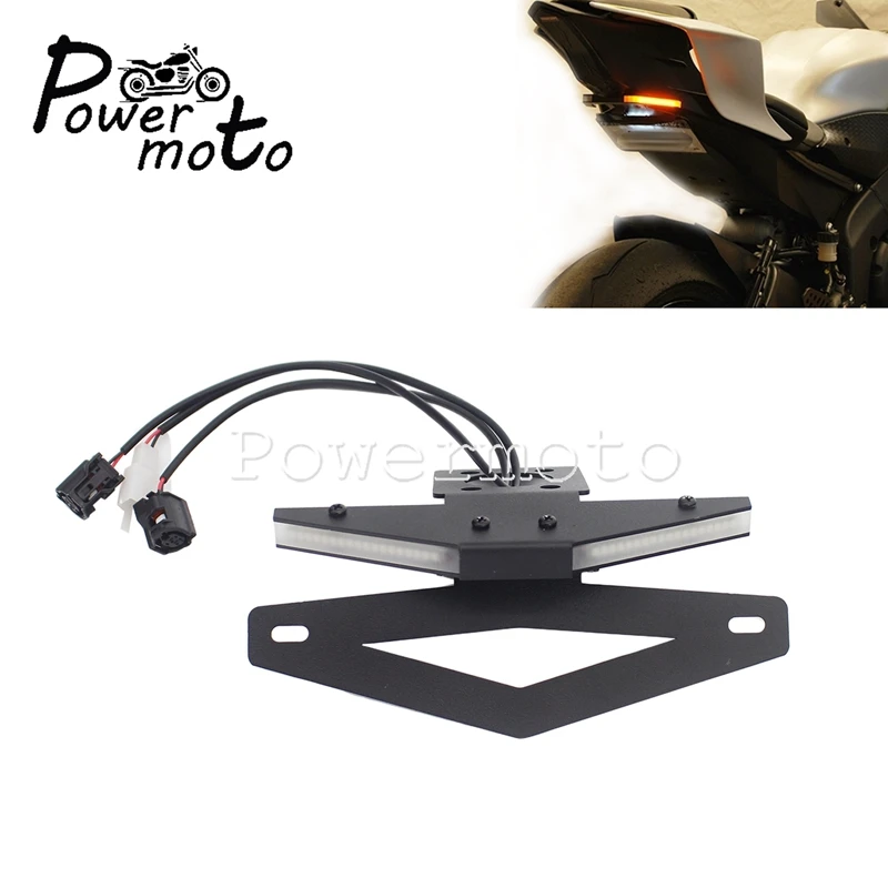 Street Bike Complete Fender Eliminator Kit W/ Led Tail Turn Light For