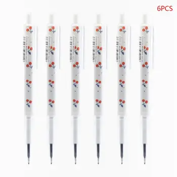

6pcs 0.38mm Cute Cherry Gel Pen Novelty Press Black Ink Signature Neutral Pens DXAB