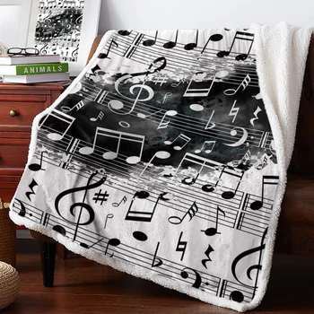 

Musical Note Music Black And White Watercolor Splatter Throw Blankets Personalized Blankets Bedclothes