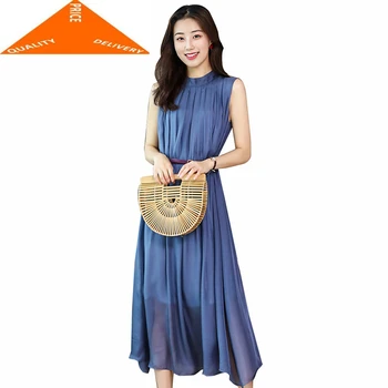 

Real Summer 100% Silk Dress Women Clothes 2020 Vintage Ladies Long Dresses Boho Elegant Vestidos Ropa Mujer 92229