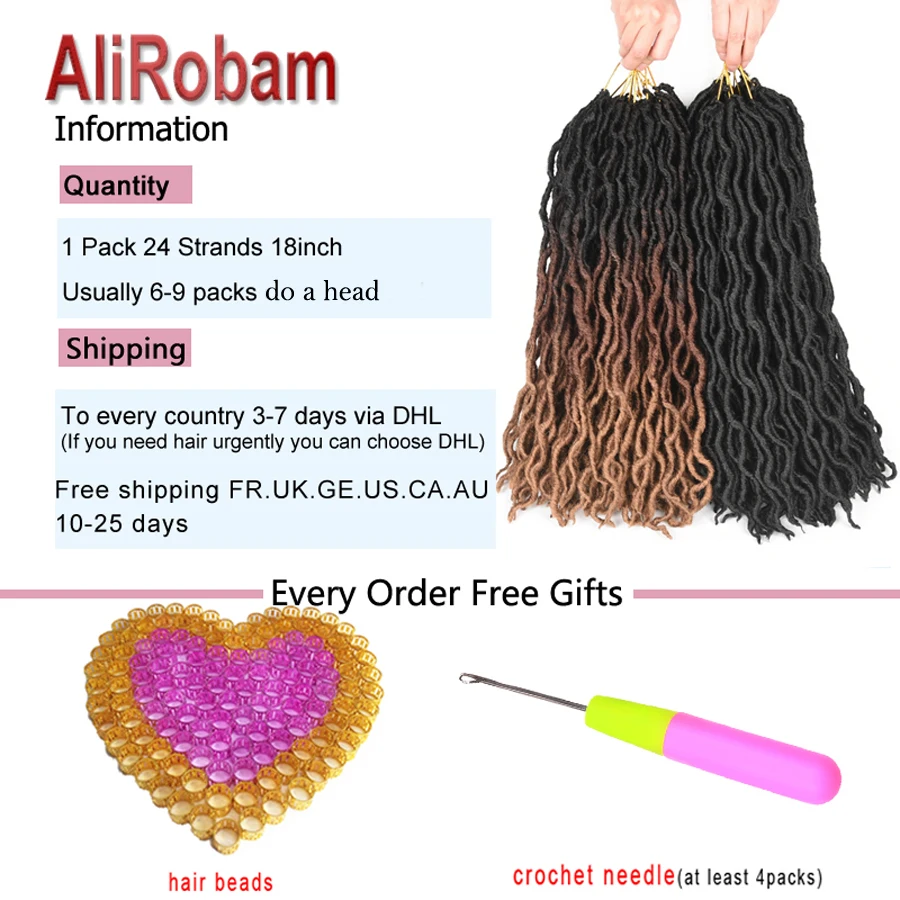 AliRobam Faux locs CURLY, вязанные крючком косички, черный, коричневый, синтетические плетеные волосы, длинные плетеные волосы для наращивания, 24 пряди/упаковка