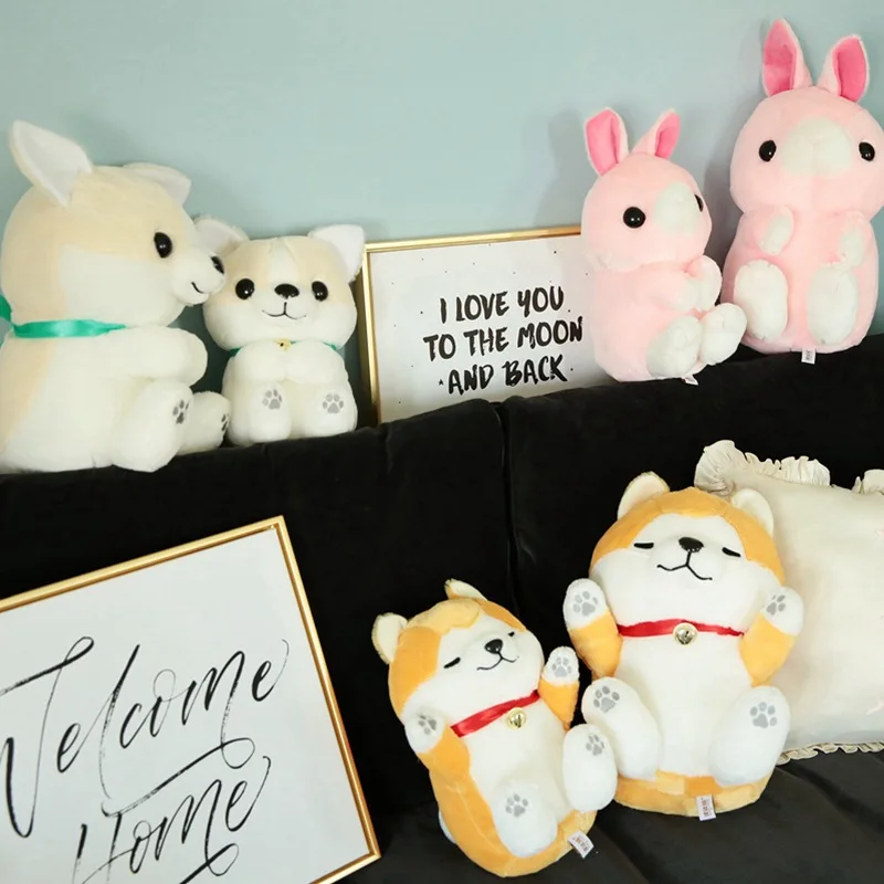 Горячие продажи, Stance Corgi, чихуахуа, розовый кролик, плюшевые игрушки-обработка, настраиваемый логотип, рекрут агентов