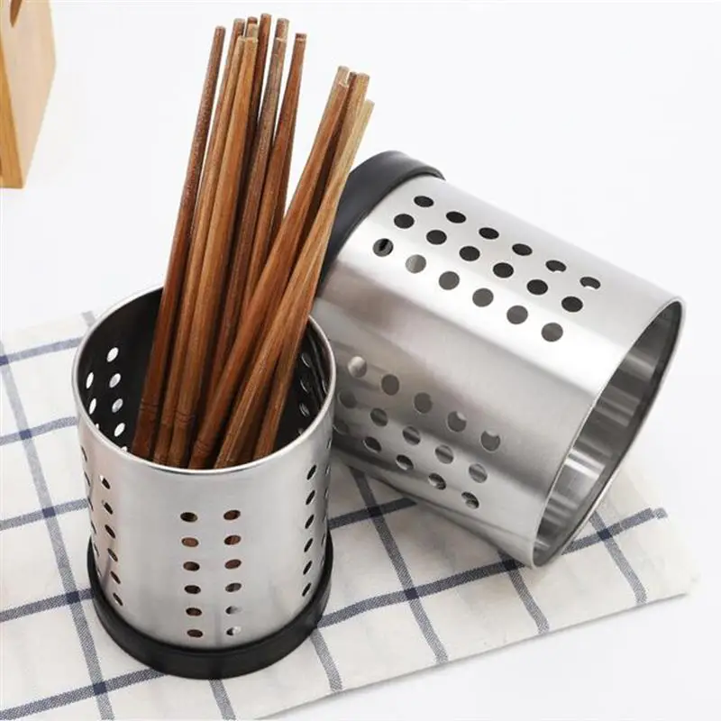 Stainless Steel Chopsticks Holder Spoon Forks Utensil Rack Round Drying Shelf Storage Organizer With Removable Base | Дом и сад