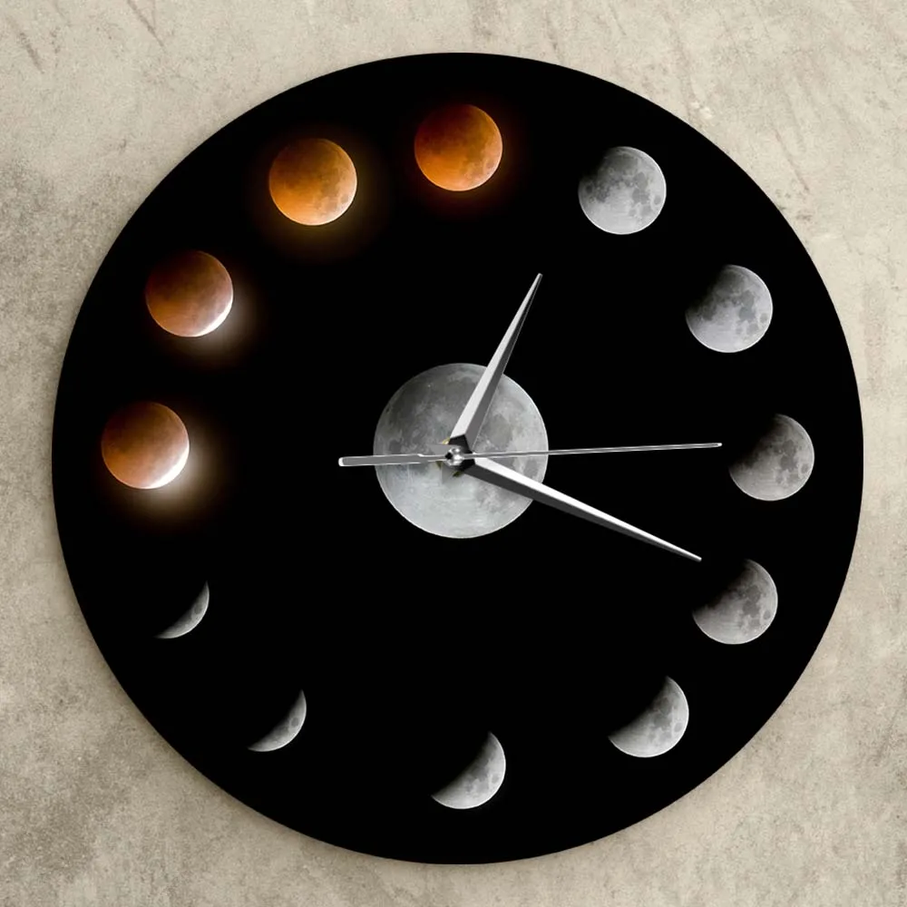 Series of Total Lunar Eclipse Moon Phases Super Moon Celestial Wall Clock Outer Space Lunar Cycle Home Decor Quiet Wall Watch Wall Clocks near me