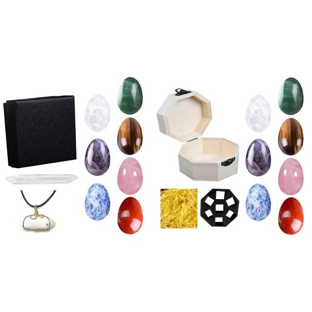 Set Di 7 Pietre Chakra A Forma Di Uovo WANGCL - Cristalli Naturali Per Meditazione, Reiki E Decorazione - Foto 4
