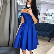Платья для выпускного вечера с открытыми плечами короткие платья до колена с корсетом сзади атласные платья для выпускного вечера коктейльные платья дешевого размера плюс