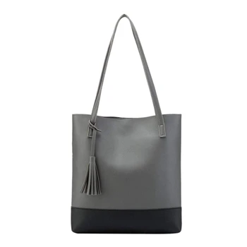 

Women Shoulder Bag PU Tassels Messenger Bag Shoulder Bags Handbag Good Quality Bucket Bag(Dark Gray)