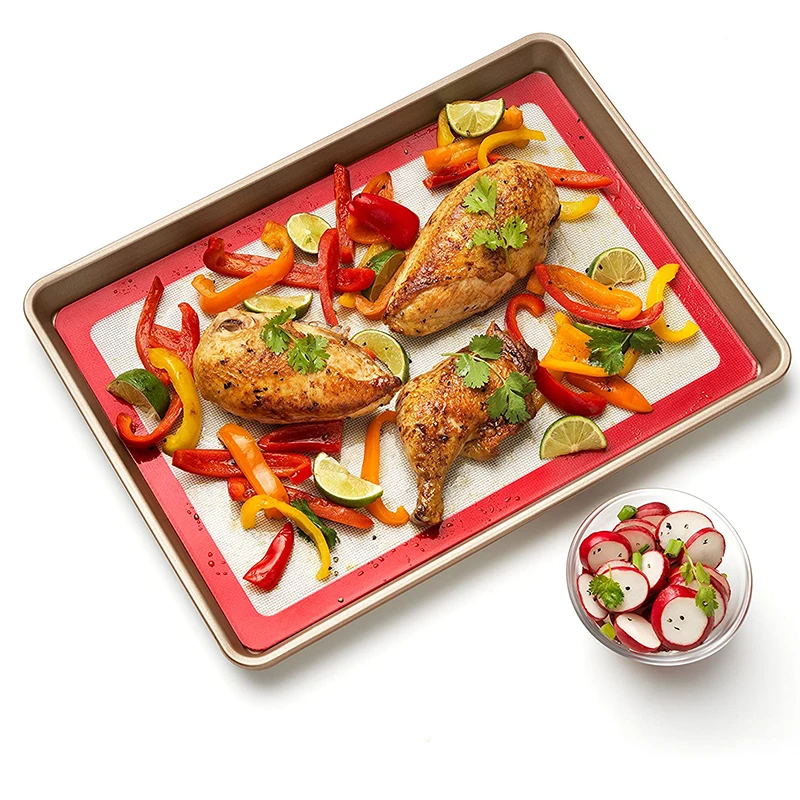 Silicone Baking Mats Cookie Pad Non-Stick Reusable Baking Tray Mats Sheet Set for Cookies Pastry Tools Batters Flour Fondant BBQ