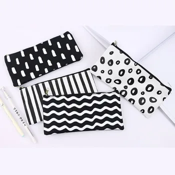 

1pcs Multicolor Stripe Pencil Case Cosmetic Makeup Coin Pouch Organizer Zipper Purse Bag Box Stationary School Office Supplies
